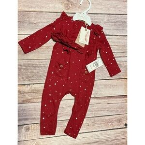 NWT Jessica Simpson Red Star Print Baby Jumpsuit & Hat